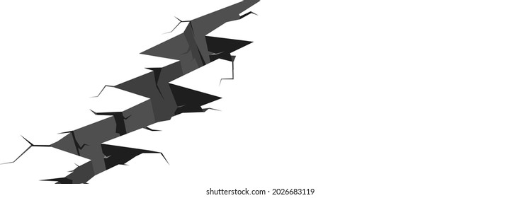 Cracked areas on white surface. Earthquake background.