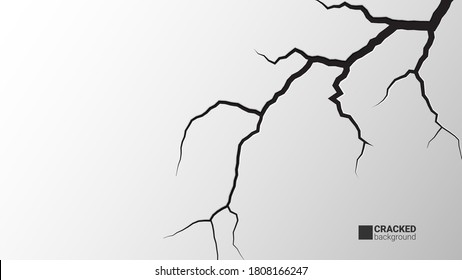 Cracked background. Earthquake and ground cracks, hole effect, craquelure and damaged wall texture. Vector concept background can be used for topics earthquake, crash, destruction