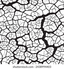 Cracked barren desert earth texture. Seamless pattern. Vector illustration