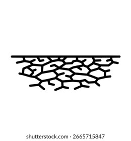 Textura agrietada de la tierra estéril Ilustración vectorial mínima de arte lineal que simboliza la sequía, la escasez de agua y la desertificación.