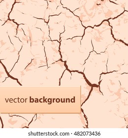 Cracked beige clay ground in dry season background flat vector illustration