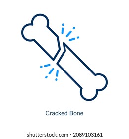 Cracked Bone Or Bone Fracture Icon Concept