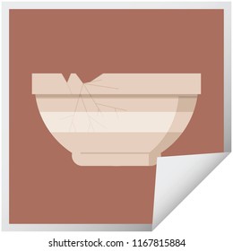 cracked bowl graphic vector illustration square sticker
