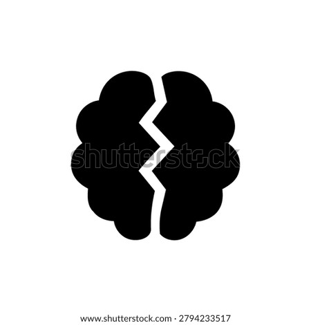 Cracked Brain Icon Containing Mental Breakdown Symbol, Neurological Theme, and Emotional Crisis Atmosphere