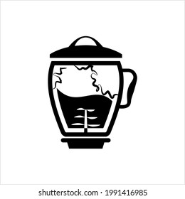 Cracked Broken Blender Mixer Jar Icon, Kitchen Home Electric Appliance Vector Art Illustration