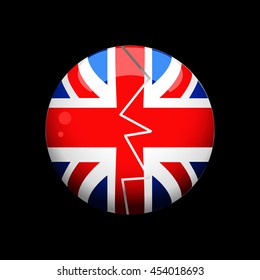Cracked Broken British Sphere Over Black Background