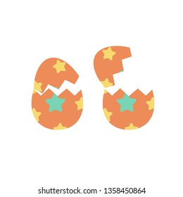 Cracked or broken easter eggs isolated vector set, flat cartoon crack paschal egg on white background