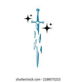 cracked and broken sword vector illustration