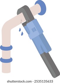 Cracked or Broken Water Supply Pipe with wrench isometric concept, Plumbing Fixture vector icon design, repair maintenance services symbol Home remodeling sign, Building and construction illustration