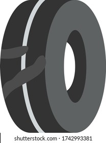 Cracked and Bugling Tyre Vector Color Icon Design, Tire Repair Tools and Wheel Shop Equipment on White background, Damaged Tire concept, 