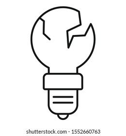 Cracked bulb icon. Outline cracked bulb vector icon for web design isolated on white background