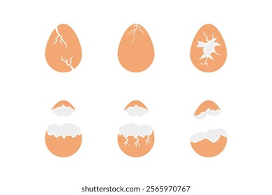 cracked chicken egg vector, broken egg flat style
