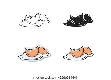 cracked chicken egg vector spilling out made in various styles