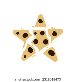 Cracked chocolate chip cookies cartoon. Vector illustration.