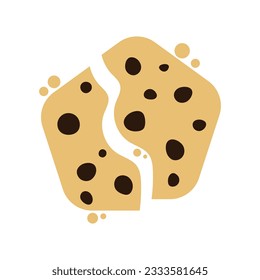 Cracked chocolate chip cookies cartoon. Vector illustration.