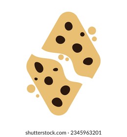 Cracked chocolate chip cookies cartoon. Vector illustration.