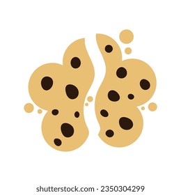 Cracked chocolate chip cookies cartoon. Vector illustration.