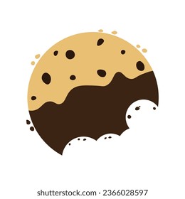 Cracked chocolate chip cookies coated with chocolate. Vector illustration.