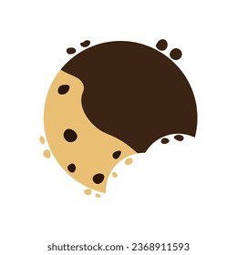 Cracked chocolate chip cookies coated with chocolate. Vector illustration.