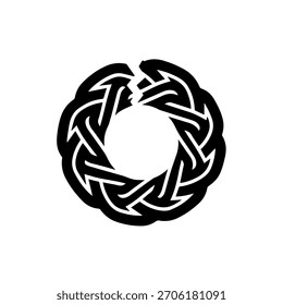 Círculo agrietado Knotwork Geométrico Anillo roto Silueta de Vector Diseño de ilustración