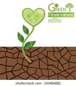 Cracked clay. Tree design. Go green. Save world. vector illustration.