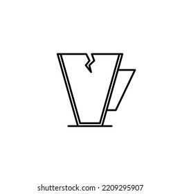 cracked coffee cup icon on white background. simple, line, silhouette and clean style. black and white. suitable for symbol, sign, icon or logo
