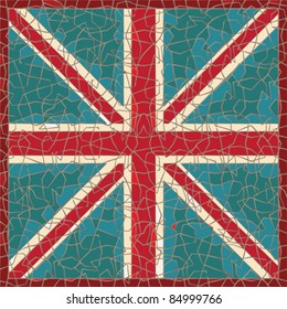 cracked colored fresco with great-britain flag