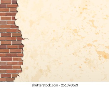 cracked concrete brick wall vintage  vector background