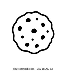 Cracked Cookie Biscuit Outline – Hand-Drawn Vintage Bakery Sketch
