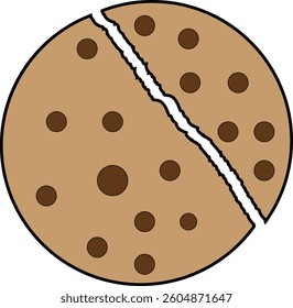 Cracked Cookie Illustration  Broken Cookie Graphic
