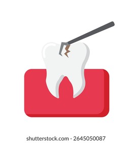 cracked or damaged teeth. dental care for healthy teeth. stock illustration