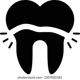 cracked dental crown concept, Fractured Tooth vector icon design, odontology symbol, oral medicine sign, Dental instrument stock illustration