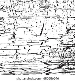 Cracked distressed overlay texture. Grunge aged design template. Damaged aging urban background. EPS10 vector.