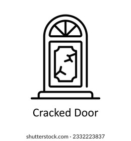 Cracked Door Outline Icon Design illustration. Home Repair And Maintenance Symbol on White background EPS 10 File