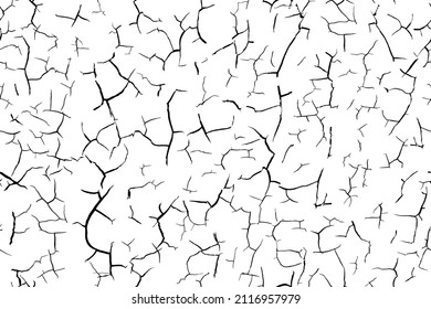 Cracked dry soil black and white seamless texture. Drought ground pattern. Desert land or broken clay surface. Grunge contour background. Dead earth, hot climate.