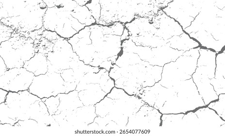 Textura de superficie grunge de pared seca agrietada. Abstractas líneas de grietas rotas y diseño de pelado. Fondo de patrón de envejecimiento áspero de Antiguas.
