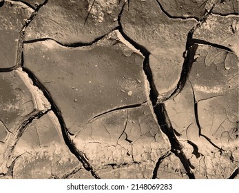 Cracked earth background. Dry ground surface with cracks. Mud cracks.
