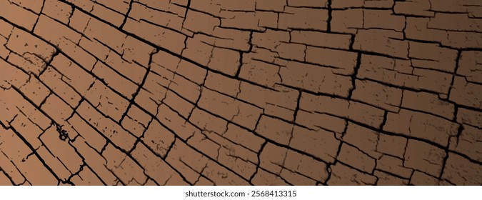 Cracked earth background, earthy brown background with a dry, textured style. The background features brown tones and a natural pattern. Cracked texture vintage background vector