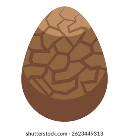 Cracked earth forming the shape of an egg with a brown gradient background representing global warming