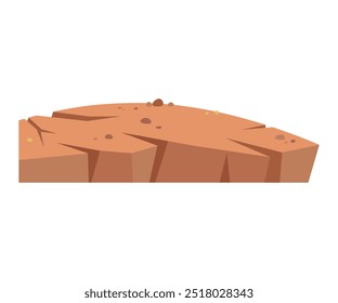 Cracked earth, cracked soil. dry and broken orange soil vector background, island with cracks. Arid clay soil cross section. Underground layer, broken waterless earth land, drought. Climate change