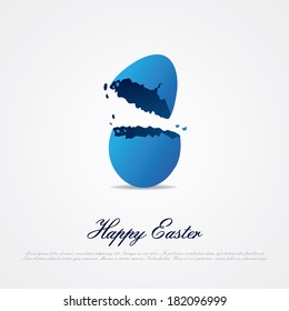 Cracked Easter Egg, Isolated On White And Place For Text 