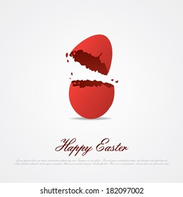 Cracked Easter Egg, Isolated On White And Place For Text 