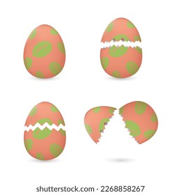 Huevos de Pascua resquebrajados pintados con hojas puestas