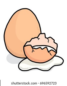 cracked egg / cartoon vector and illustration, hand drawn style, isolated on white background.
