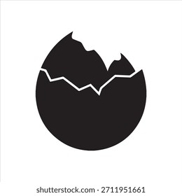 Diseño del icono del huevo agrietado, aislado en el fondo blanco, Ilustración vectorial.