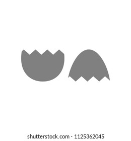 Cracked egg icon. Gray cracked vector egg icon.