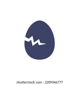 Cracked Egg Icon On White, Vector