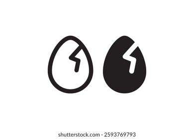 Cracked Egg Icon in Outline and Solid Vector
