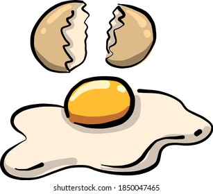 Huevo craqueado, ilustración, vector sobre fondo blanco