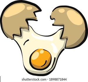 Cracked egg, illustration, vector on a white background.